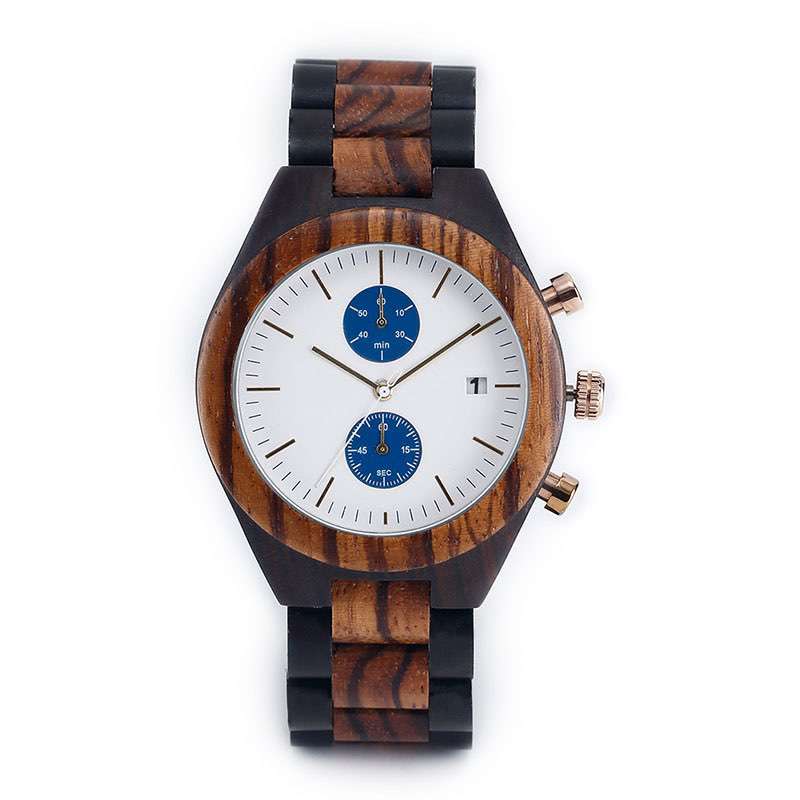 Chronograph Wooden Watches for Men CM-8010 Customize Chinese Watches Factory