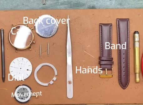 Assembly a chronograph quartz watch use leather strap