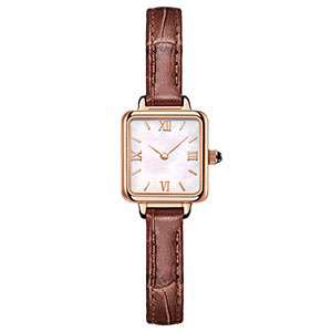 GF-7082 Elegant Woman Wrist Watch Square Shape Watches With Leather Band Shell Dial Beautiful Woman Watch