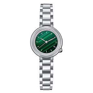 GF-7079 Ladies Wrist Watch With Diamond Good Quality Stainless Steel Green Dial Metal Bracelet Ladies Watch