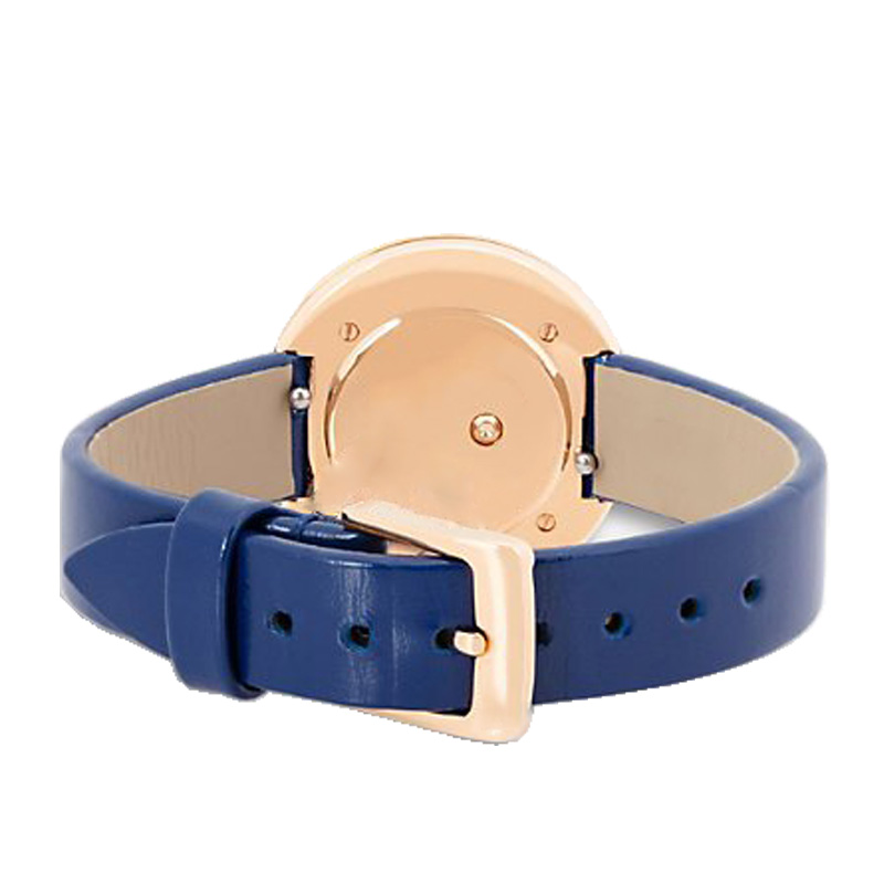 GF-7095 Elegant Women Wrist Watch Blue Leather Band Stainless Steel Round Case Wrist Watch For Woman