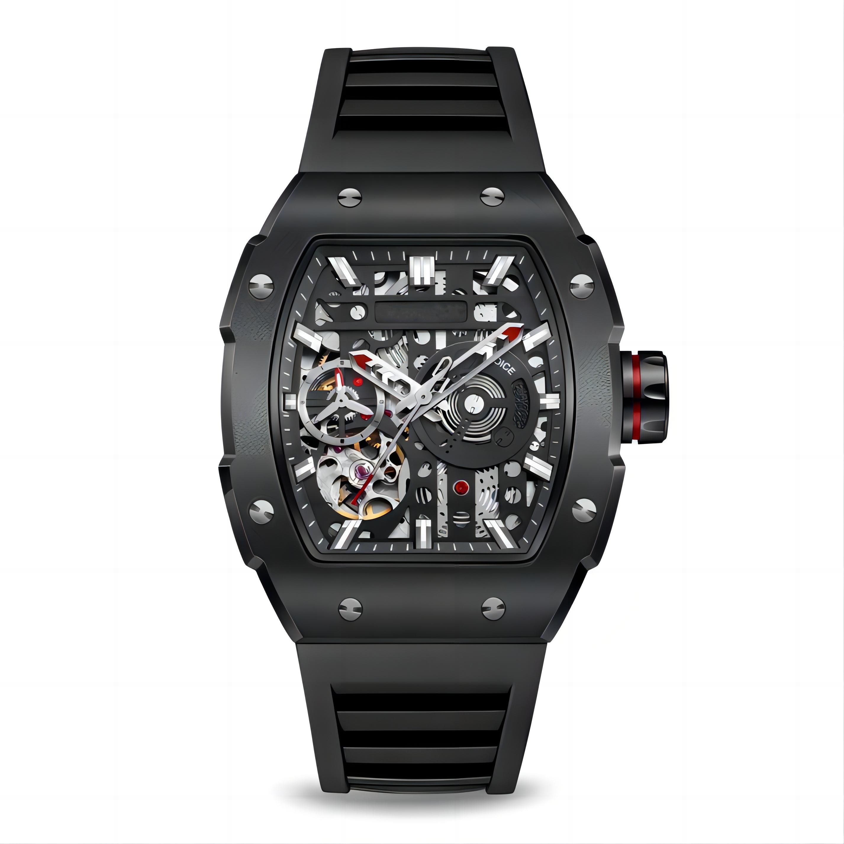 CMW-8021 Mens Skeleton Mechanical Psychic Compass-Black Watch Custom Logo