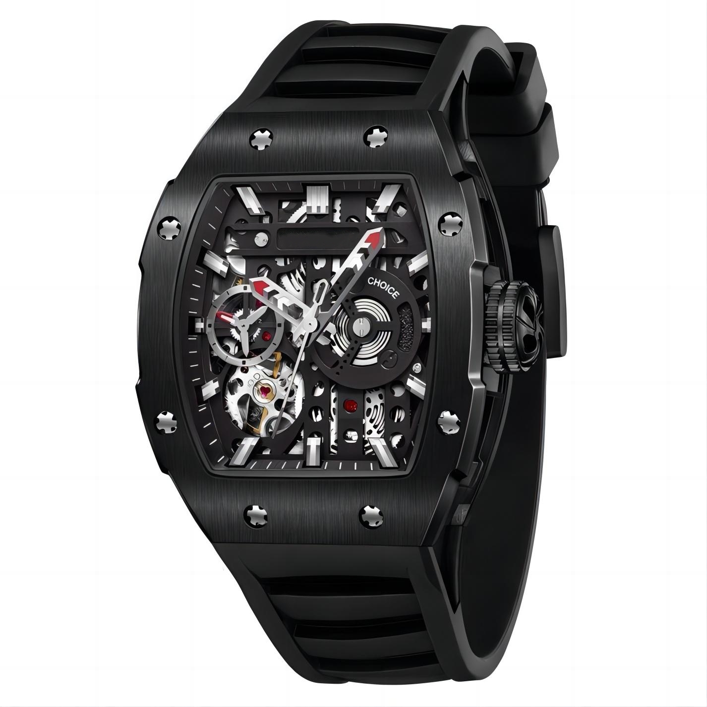 CMW-8022 Mens Skeleton Mechanical Psychic Compass-Black Watch (NEW Upgrade) Custom Logo