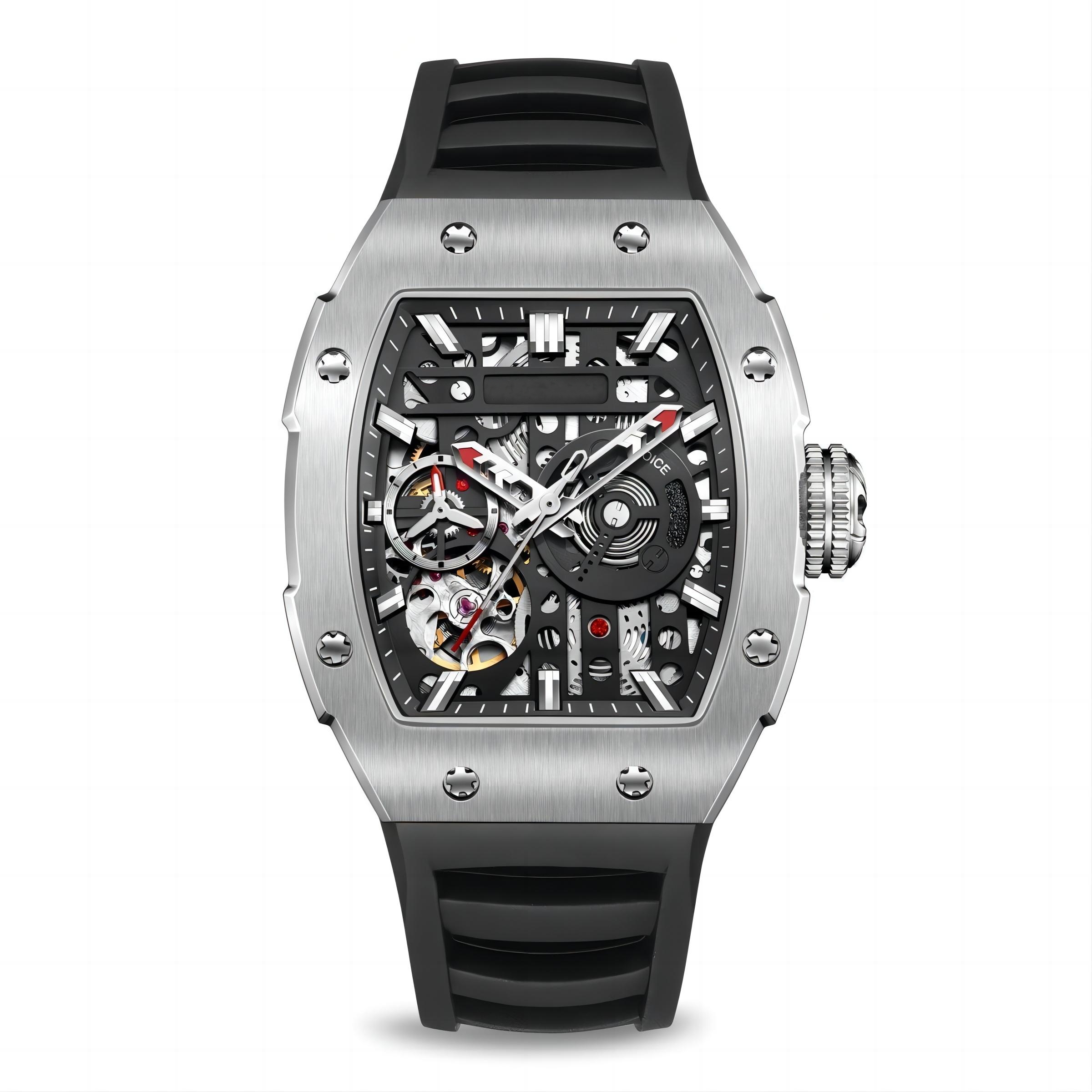 CMW-8028 Mens Skeleton Mechanical Psychic Compass-Silvery Watch (NEW color) Custom Logo