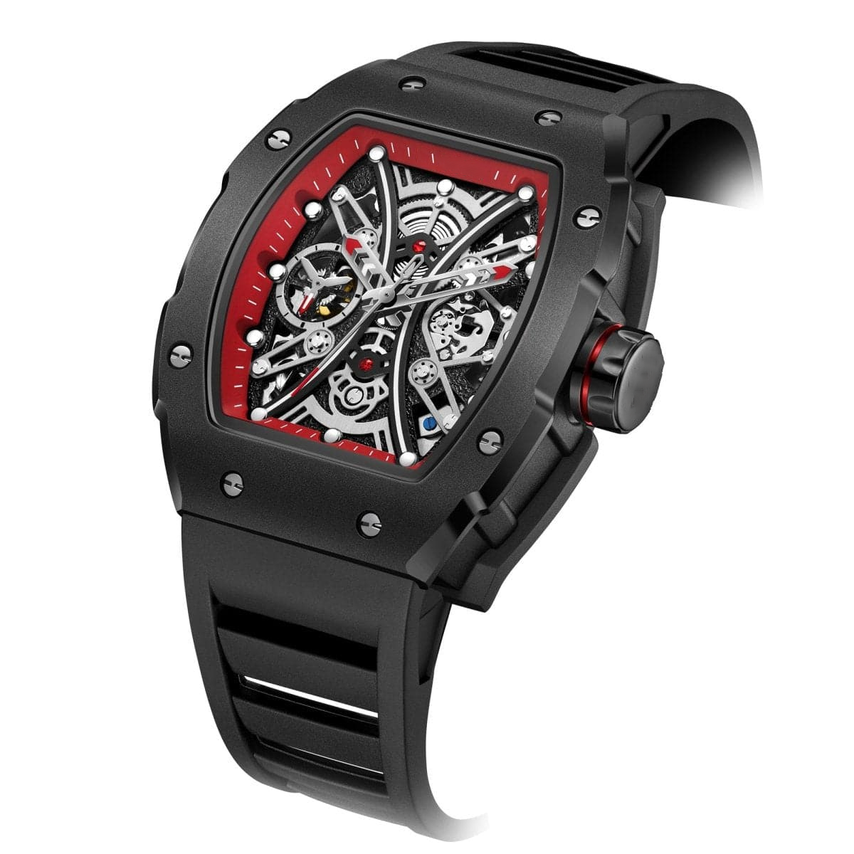 CMW-8040 Mens Skeleton Machine Automatic Viking Tomahawk-Red Watch Custom Logo