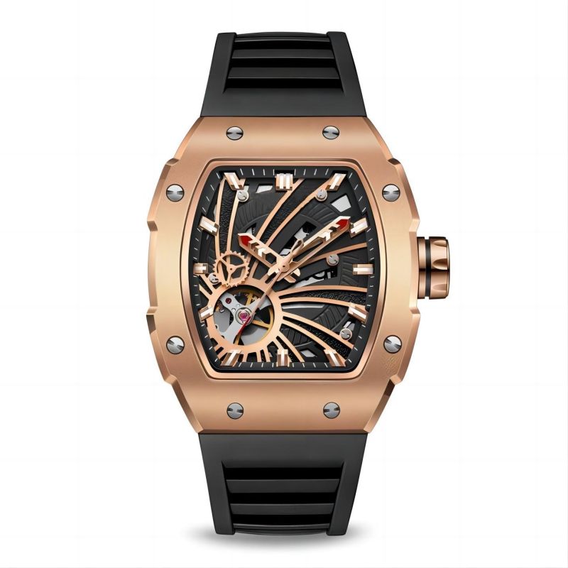 CMW-8020 Mens Skeleton Mechanical Ocean Black Hole-Rose Gold Watch Custom Logo