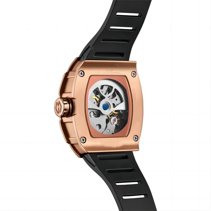 CMW-8020 Mens Skeleton Mechanical Ocean Black Hole-Rose Gold Watch Custom Logo