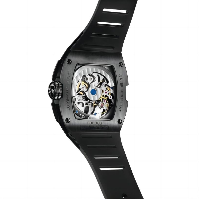 CMW-8022 Mens Skeleton Mechanical Psychic Compass-Black Watch (NEW Upgrade) Custom Logo