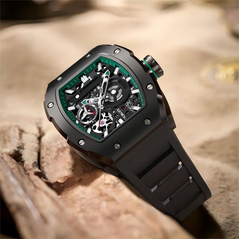 CMW-8024 Mens Skeleton Mechanical Psychic Compass-Green Watch Custom Logo