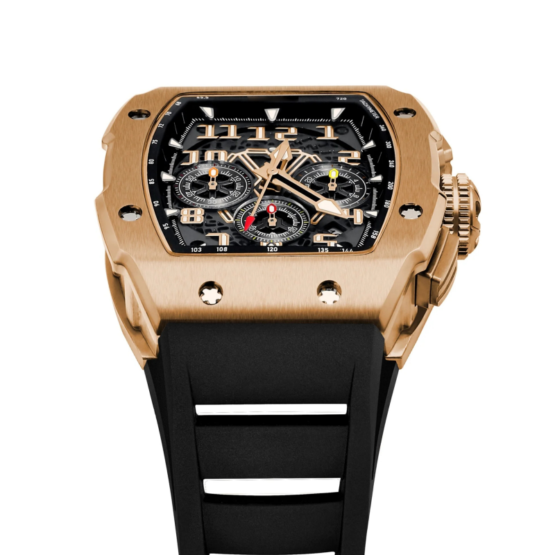 CMW-8047 Mens Skeleton Machine Automatic Viking omahawk-Rose Gold Watch Custom Logo