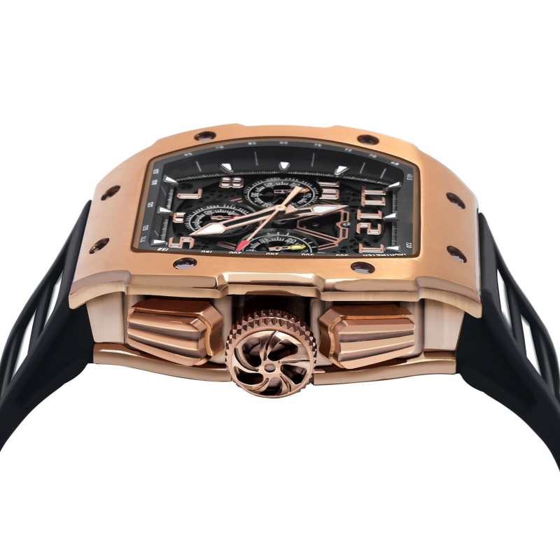 CMW-8047 Mens Skeleton Machine Automatic Viking omahawk-Rose Gold Watch Custom Logo