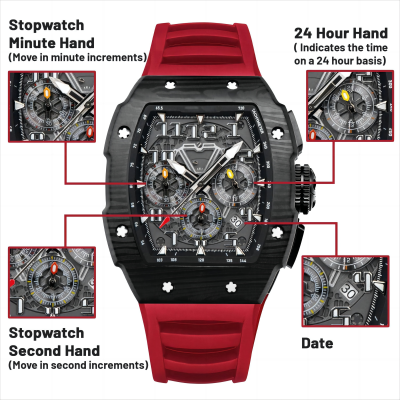 CMW-8046 Mens Skeleton Machine Automatic Black WatchWatch Custom Logo