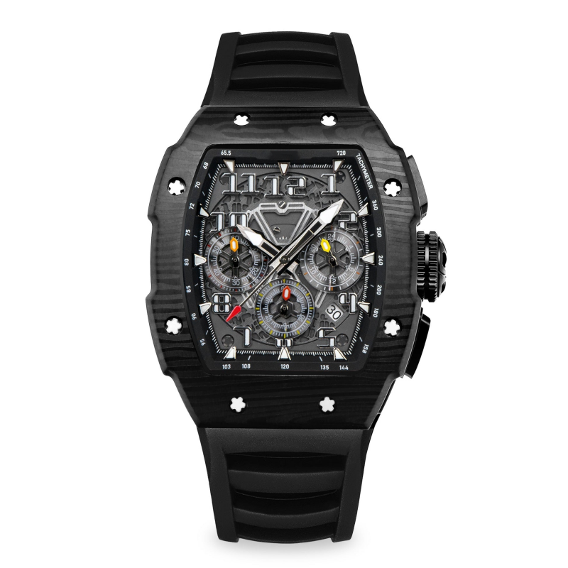 CMW-8045 Mens Skeleton Machine Automatic Black Watch Custom Logo