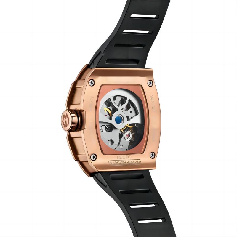 CMW-8026 Mens Skeleton Mechanical Psychic Compass-Rose Gold Watch Custom Logo