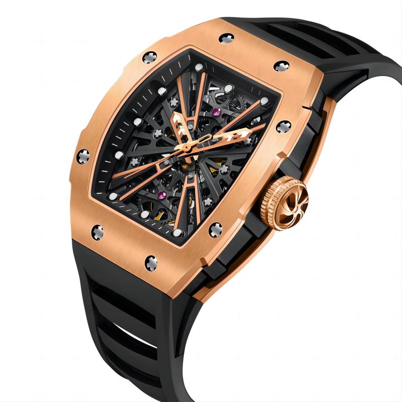 CMW-8030 Mens Skeleton Mechanical The X Series-Rose Gold Watch Custom Logo