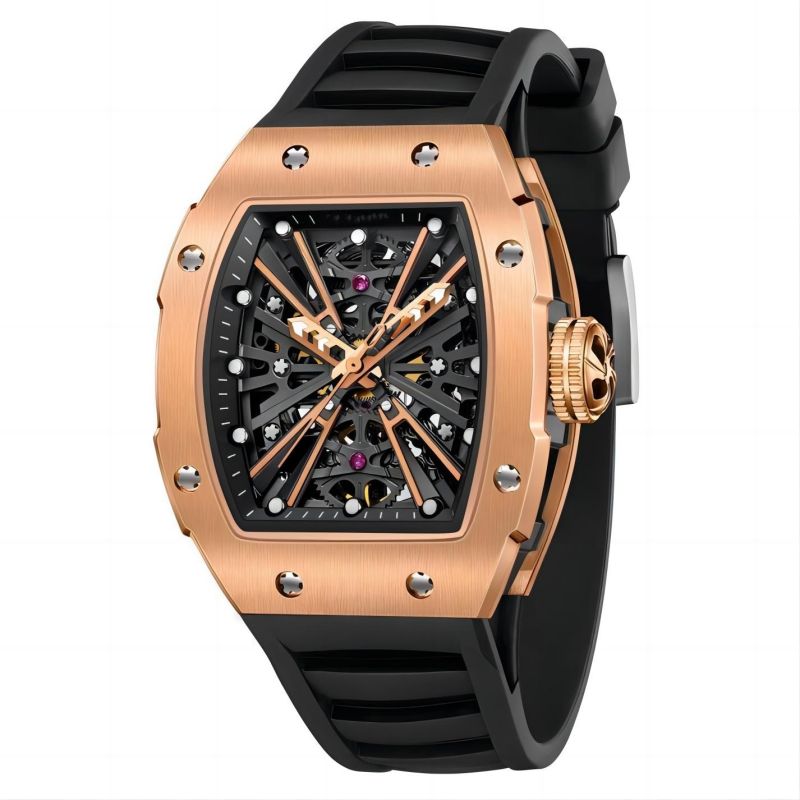 CMW-8030 Mens Skeleton Mechanical The X Series-Rose Gold Watch Custom Logo