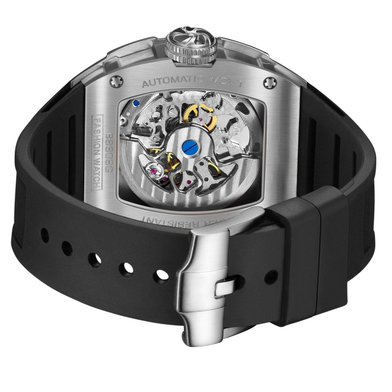 CMW-8044 Mens Skeleton Machine Automatic Silvery Watch Watch Custom Logo