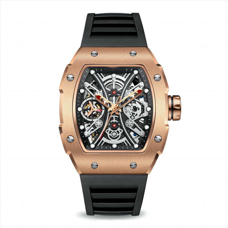 CMW-8042 Mens Skeleton Machine Automatic Viking omahawk-Rose Gold Watch Custom Logo