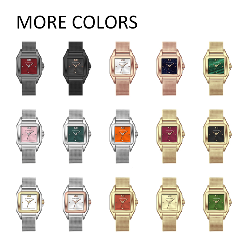 GM-8223 Women’s 3ATM Waterproof Square Watch, Mesh Strap, 22mm*30mm, Minimalist Style