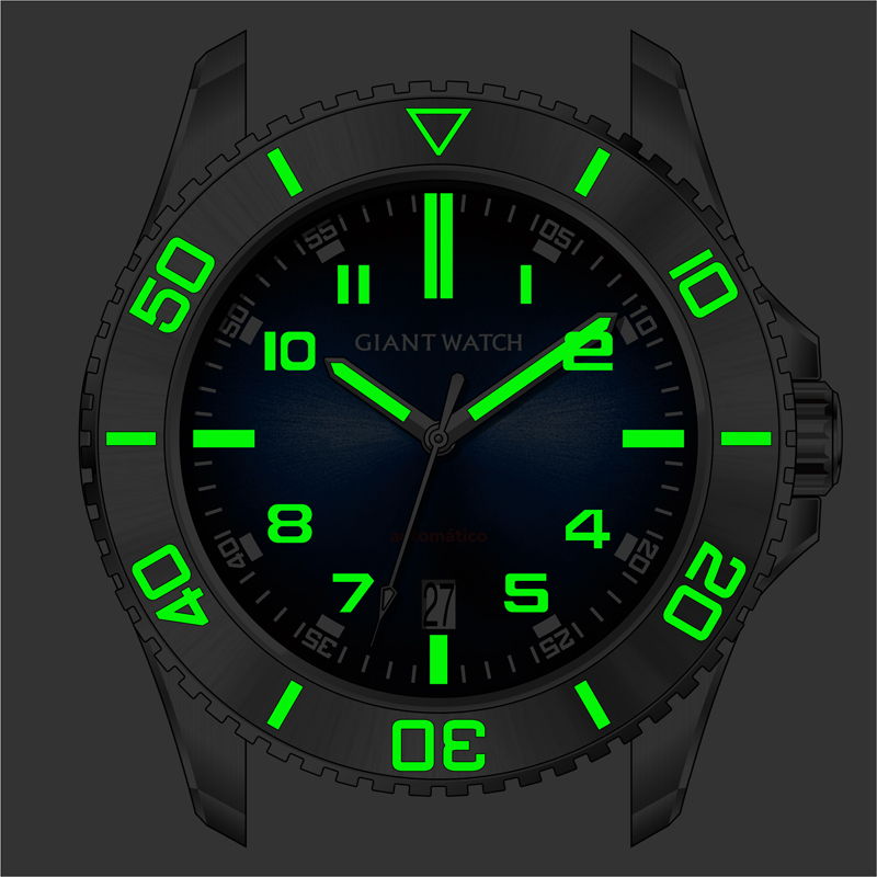 S11 Durable 42mm Auto Watch - Sunburst OR Hammer Texture Dial, Luminous Markers, Solid Steel Band, Screw-Down Caseback