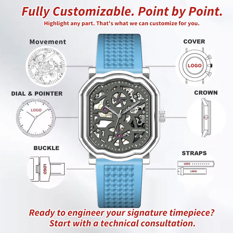 New Irregular Mechanical Watch Men Fashion Waterproof 5Bar Steampunk Hollow Alloy Case Customer Logo OEM Tourbillon Watch