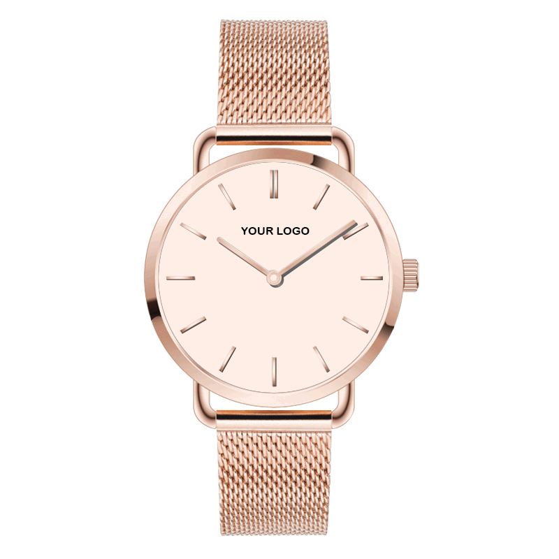 Trendy Milanaise Rose Gold Lady Watch For OEM