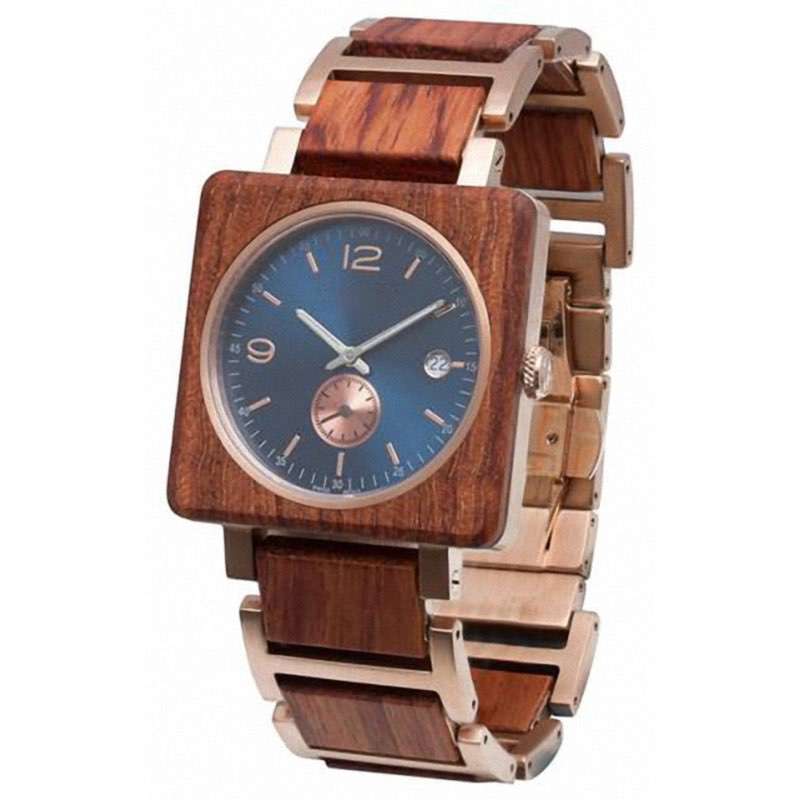 GW-7012 Square Steel Wood Watches Custom Logo