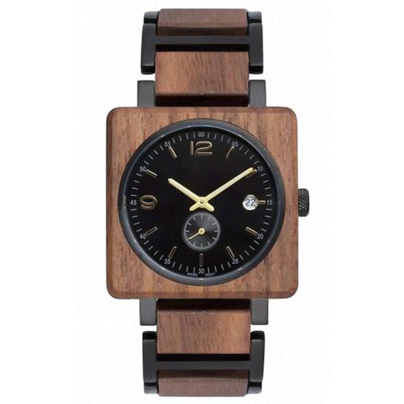 GW-7012 Square Steel Wood Watches Custom Logo