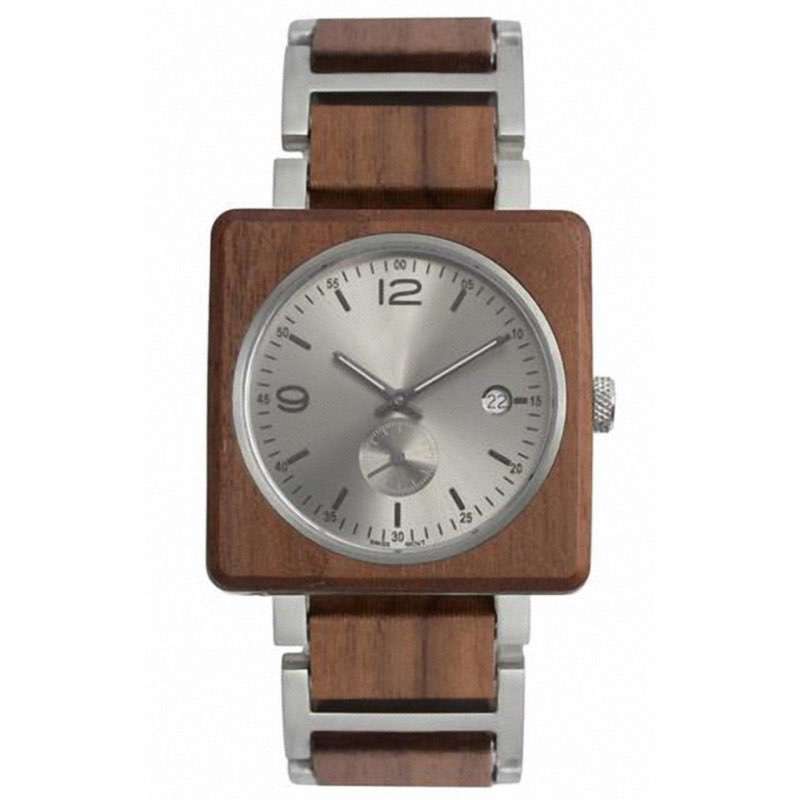 GW-7012 Square Steel Wood Watches Custom Logo