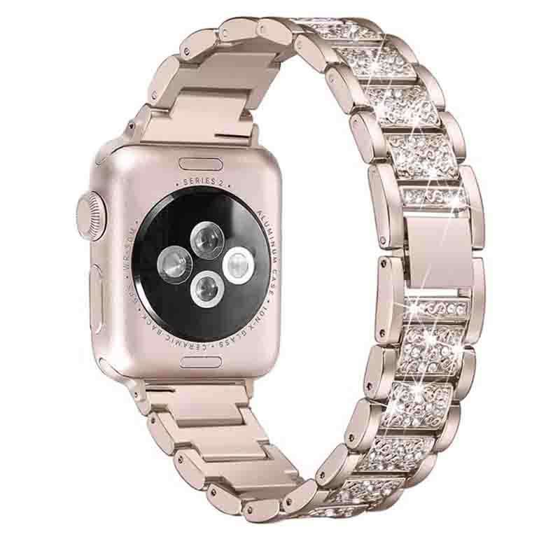 Fashion Luxury Style Stainless Steel With Diamonds Small MOQ Is Available Apple Smart Watch Band