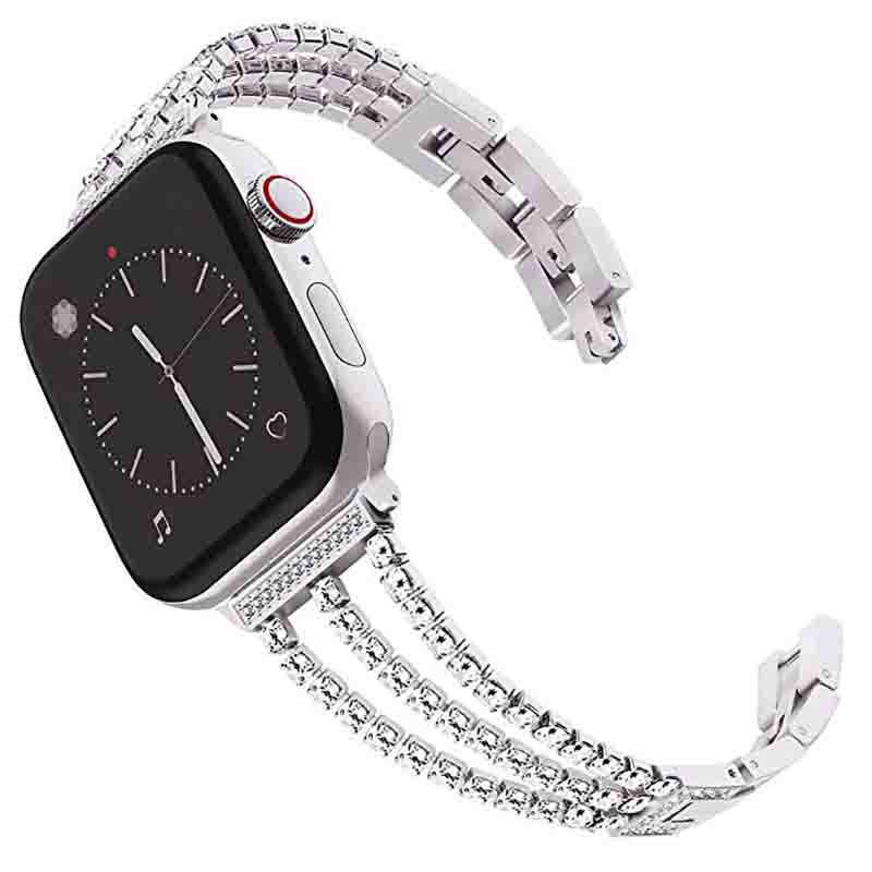 Popular Diamond Stainless Steel Bracelet With Apple Smartwatch Straps Accepts Small Order Quantities Iwatch Metal Strap