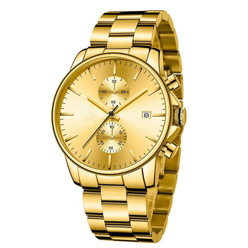  Luxury Style Fashion Chronograph Watch Stainless Steel Case Band Watch GM-8004