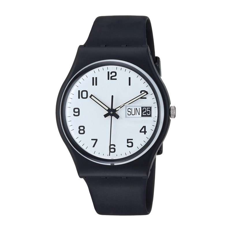 GF-7020 Factory Price Simple Style Black Watch With Date Window Woman Epoch Quartz Watch