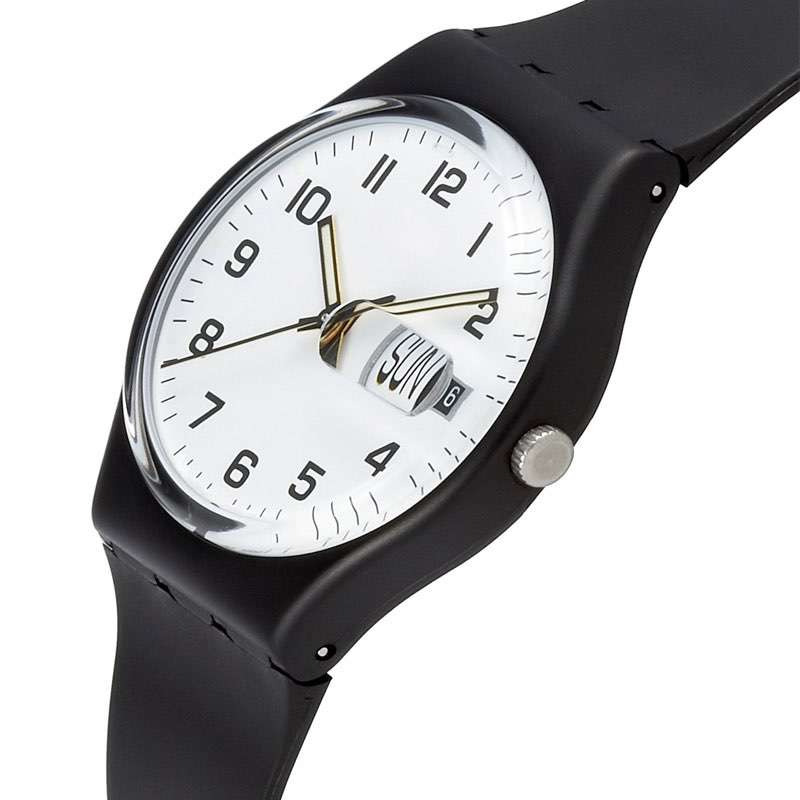 GF-7020 Factory Price Simple Style Black Watch With Date Window Woman Epoch Quartz Watch