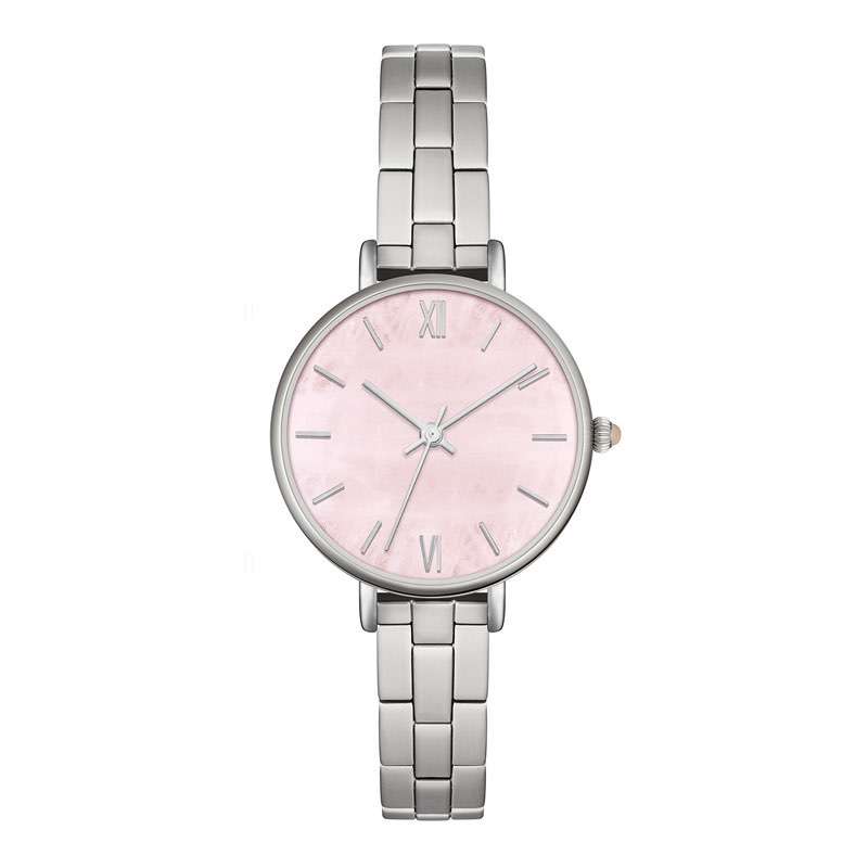 GF-7030 Fashion Style With Pink Dial Quartz Simple Lady Watch