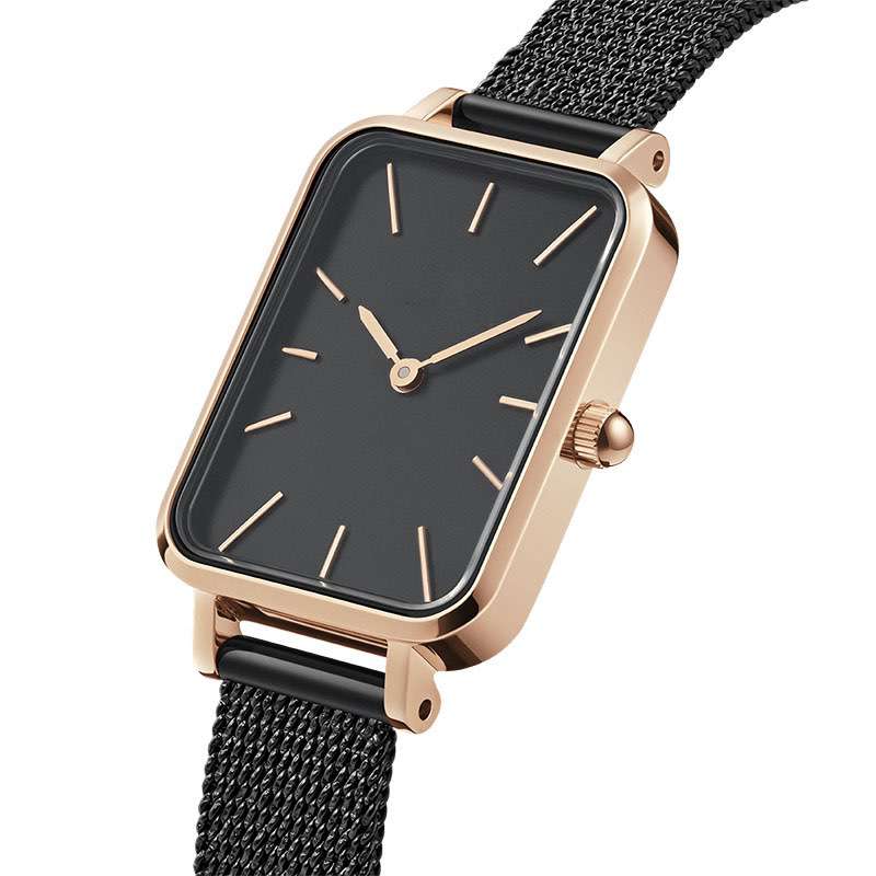 High Quality Watch With Square Dial Woman Black Watch China Watch Factory GF-7042