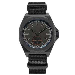  Black Watches For Men Single Pass Woven Nylon Watch Band Stainless Steel Wristwatch OEM Watch GM-8008