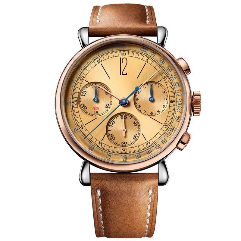 CM-8040 Wholesale Chronograph Watches Rose Gold Dial Wrist Watches Leather Men Watches OEM Watch