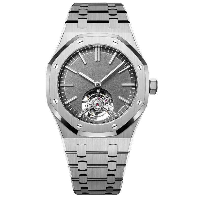 GM-8019 Custom Logo Automatic Men Watches Steel Band Silver Mechanical Skeleton Dial OEM Watch