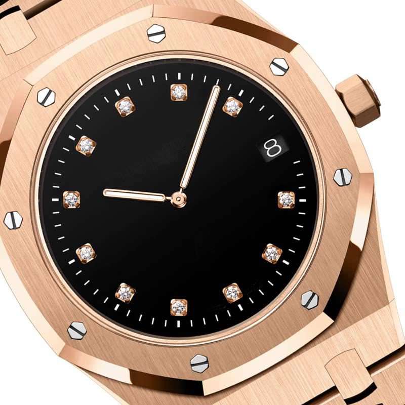 Luxury Diamond Hour Marks Formal Wristwatch Steel Band Waterproof Watches For Men GM-8017