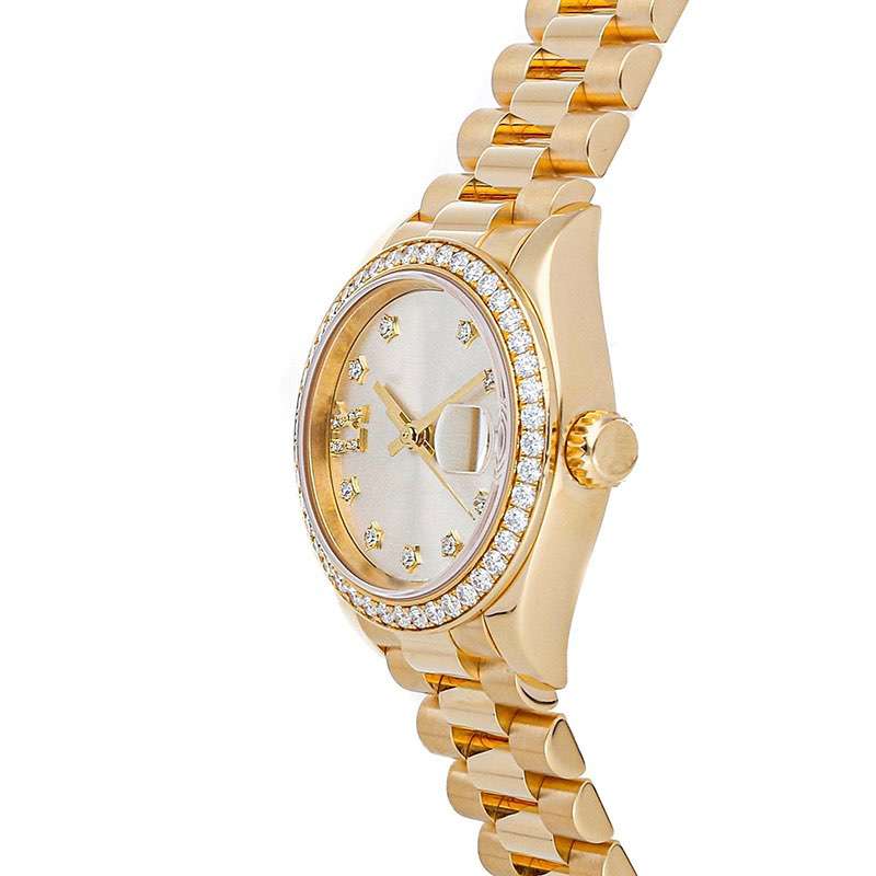 GF-7071 Whole Gold Color Ladies Watch With Diamond Bezel Top Quality Stainless Steel Quartz Watch Custom Logo