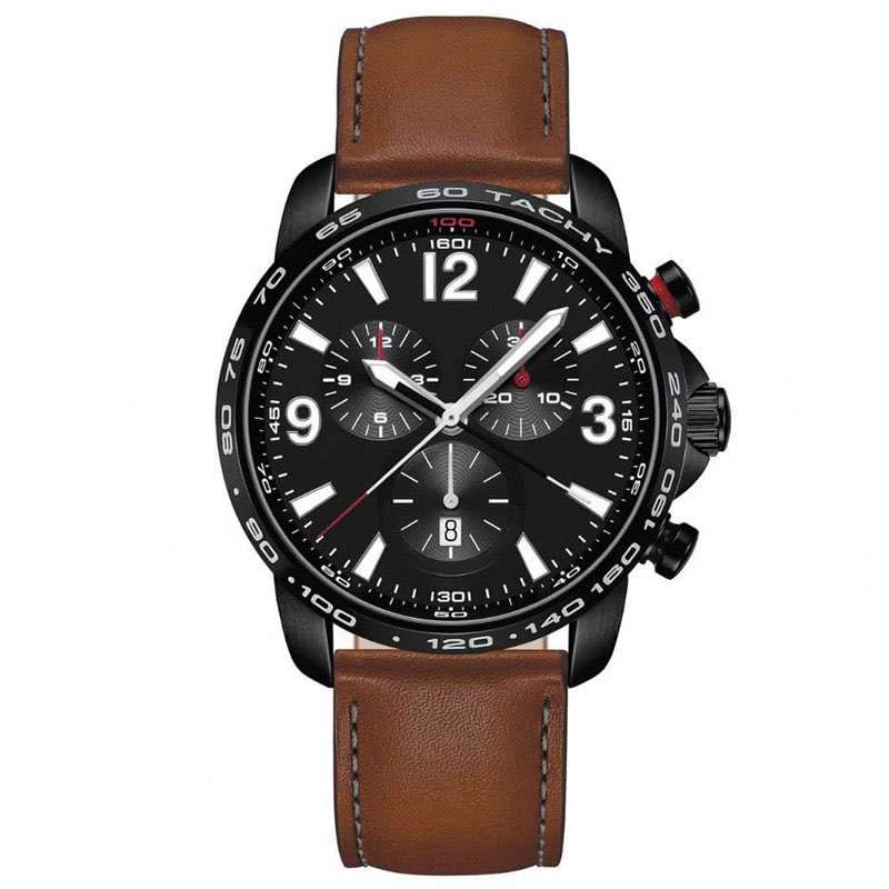 GD-1005 Black Dial Brown Leather Band Business Elegant Style Chronograph Diver Watch Custom Logo