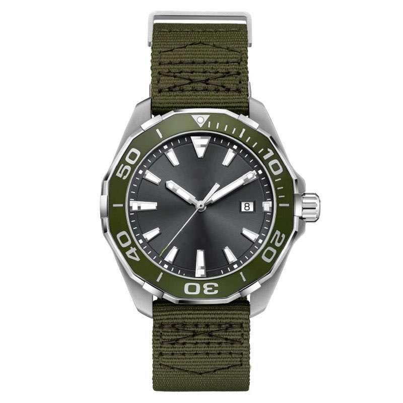 GD-1031 Fashion Diver Watch For Man Green Black Dial With Nylon Band Good Quality Stainless Steel Mens Watch