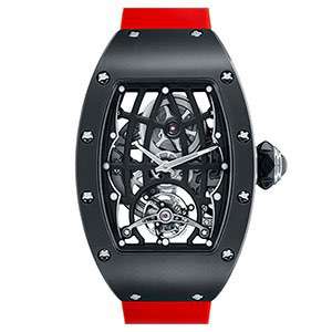 GM-1117 Black Barrel Shape Case With Red Band Automatic Watch For Man Fashion Mechanical Mens’ Watch