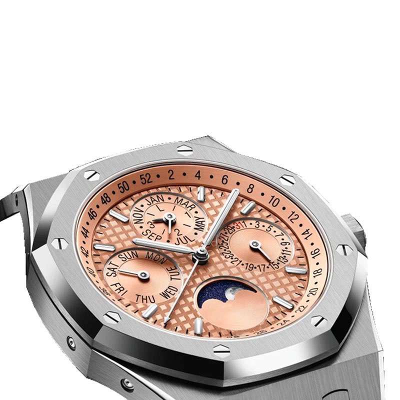 GM-1128 Steel Color Stainless Steel Chronograph With Lunar Calendar 5 ATM Waterproof Mens Watch