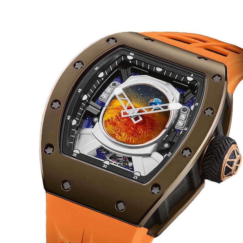 GM-1133 Sport Style Mens Watch Special Dial With Orange Rubber Band Fashion Watch Accept Customized