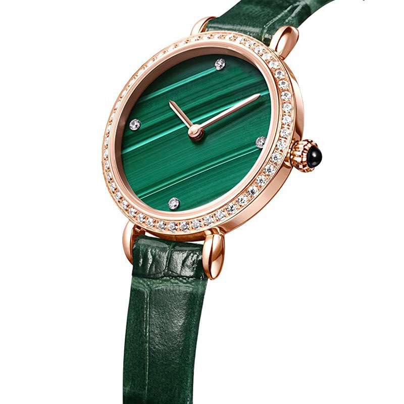Hot Sale Style Vintage Little Green Watch Genuine Leather Band Watches For Ladies Custom Color GF-7080