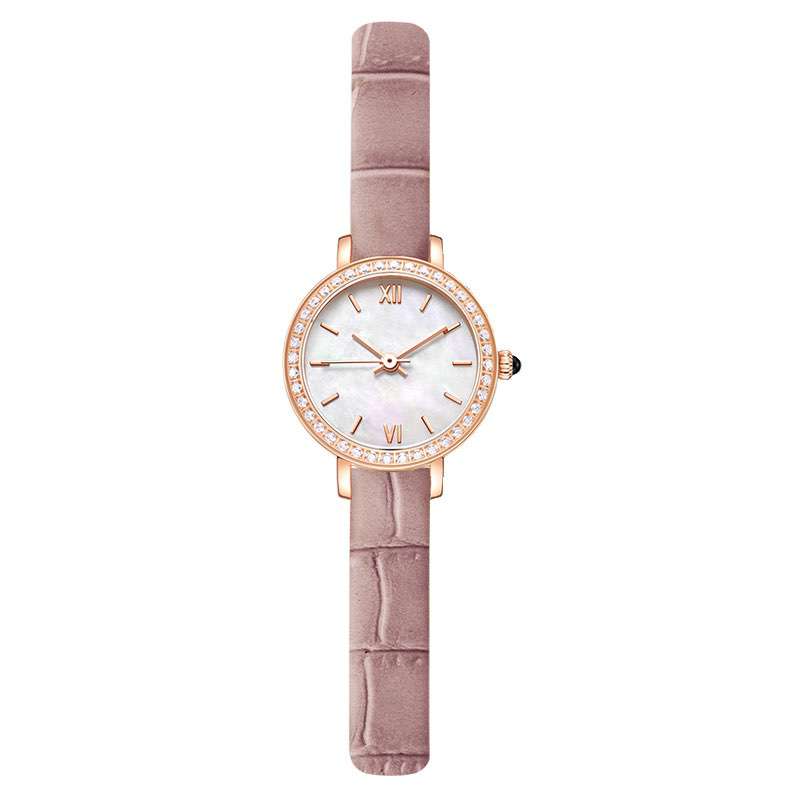Rose Gold Case With Pink Leather Band Ladies Wrist Watch Good Quality China Watch Manufacturer GF-7084