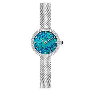  Special Women Watch Shiny Blue Dial With Mesh Band Luxury Style Diamond Bezel Ladies Watch GF-7083