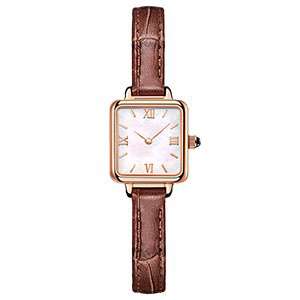 Elegant Woman Wrist Watch Square Shape Watches With Leather Band Shell Dial Beautiful Woman Watch GF-7082